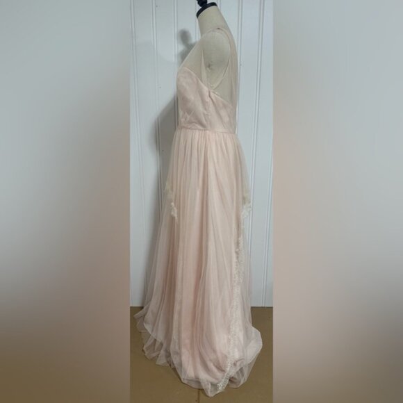Watters blush pink delicate lace Lucy Gown Size 8 - Picture 3 of 12